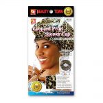 VINYL LINED SHOWER CAP - LEOPARD PRINT